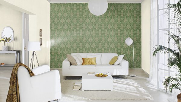 טפט קלאסי בצבע ירוק לסלון